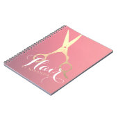 Haarstylist Makeup Salon Modern Pink Gold Scissors Notitieboek (Linkerzijde)