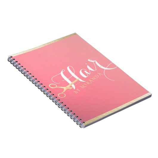 Haarstylist Makeup Salon Modern Pink Gold Scissors Notitieboek (Rechterzijde)