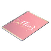 Haarstylist Makeup Salon Modern Pink Gold Scissors Notitieboek (Linkerzijde)