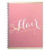 Haarstylist Makeup Salon Modern Pink Gold Scissors Notitieboek (Voorkant)