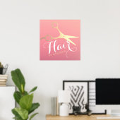 Haarstylist Makeup Salon Modern Pink Gold Scissors Poster (Thuiskantoor)