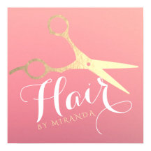 Haarstylist Makeup Salon Modern Pink Gold Scissors