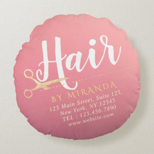 Haarstylist Makeup Salon Modern Pink Gold Scissors Rond Kussen