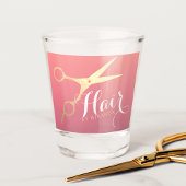 Haarstylist Makeup Salon Modern Pink Gold Scissors Shot Glas