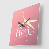 Haarstylist Makeup Salon Modern Pink Gold Scissors Vierkante Klok (Hoek)