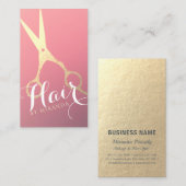 Haarstylist Makeup Salon Modern Pink Gold Scissors Visitekaartje (Voorkant / Achterkant)