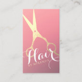Haarstylist Makeup Salon Modern Pink Gold Scissors Visitekaartje (Voorkant)