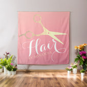 Haarstylist Makeup Salon Modern Pink Gold Scissors Wandkleed
