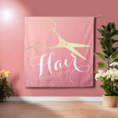 Haarstylist Makeup Salon Modern Pink Gold Scissors Wandkleed