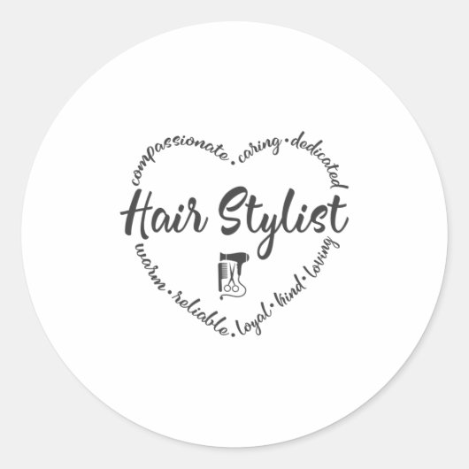 Haarstylist met haardroger en kam ronde sticker (Voorkant)