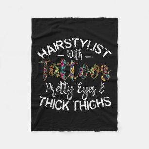 Haarstylist met Tattoos  ogen en dik Fleece Deken