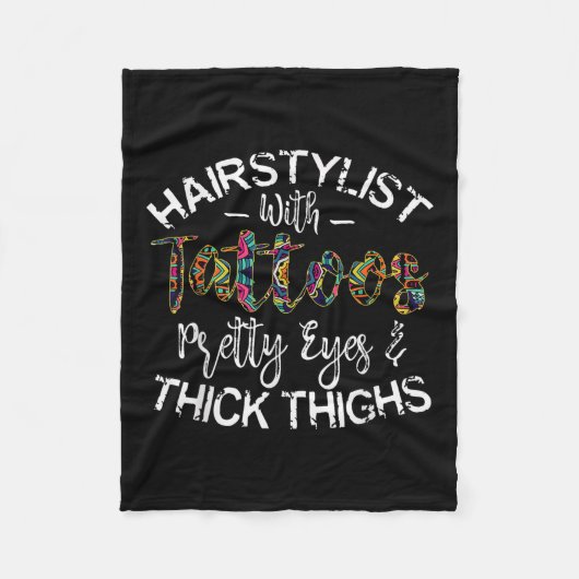 Haarstylist met Tattoos ogen en dik Fleece Deken (Voorkant)