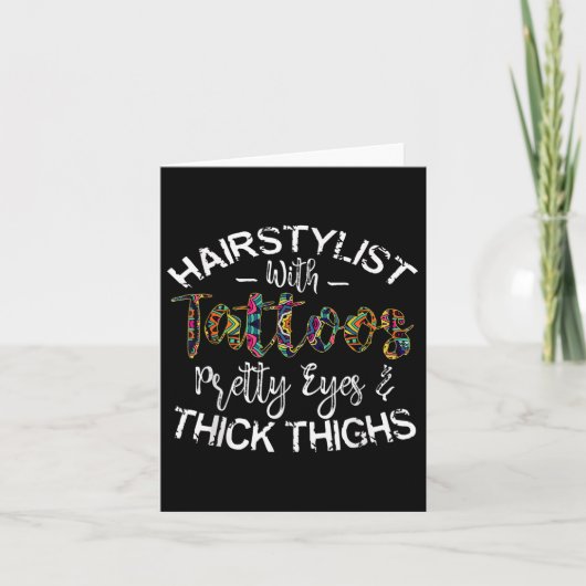 Haarstylist met Tattoos  ogen en dik Kaart (Voorkant)