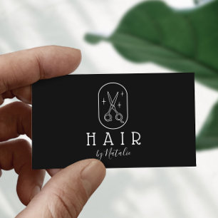 Haarstylist minimalistisch schaarscherm zwart Logo Visitekaartje