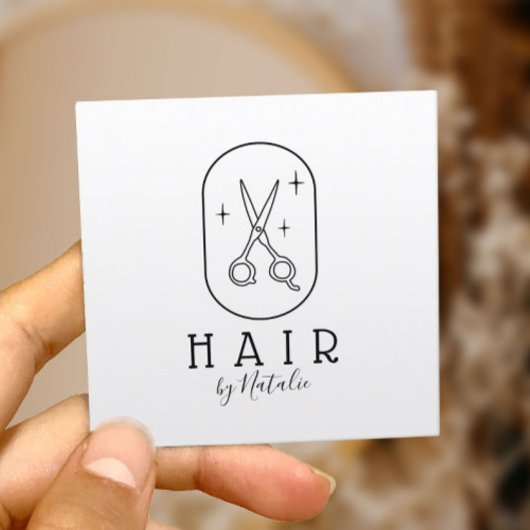 Haarstylist minimalistisch schaarser Logo Beauty S Vierkante Visitekaartje