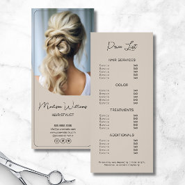 Haarstylist Modern Beige prijslijst Reclamekaart