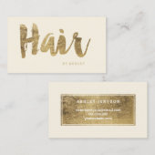 Haarstylist modern faux goudtipografie ivoor visitekaartje (Voorkant / Achterkant)