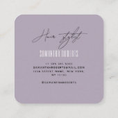 Haarstylist modern lavendel monogram initialen vierkante visitekaartje (Achterkant)