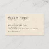 Haarstylist modern monogram initialen beige visitekaartje (Achterkant)