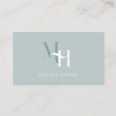Haarstylist modern monogram initialen blauw visitekaartje (Voorkant)