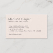 Haarstylist modern monogram initialen blush roze visitekaartje (Achterkant)