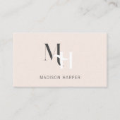 Haarstylist modern monogram initialen blush roze visitekaartje (Voorkant)