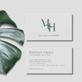 Haarstylist modern monogram initialen grijs visitekaartje
