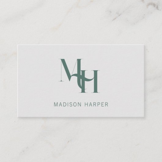 Haarstylist modern monogram initialen grijs visitekaartje (Voorkant)