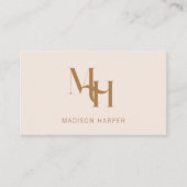 Haarstylist modern monogram initialen roze visitekaartje (Voorkant)