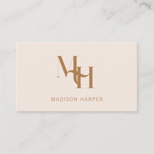 Haarstylist modern monogram initialen roze visitekaartje (Voorkant)