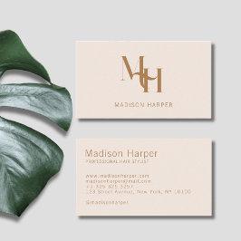 Haarstylist modern monogram initialen roze visitekaartje