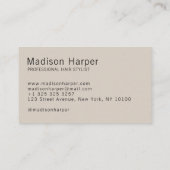Haarstylist modern monogram initialen tan visitekaartje (Achterkant)