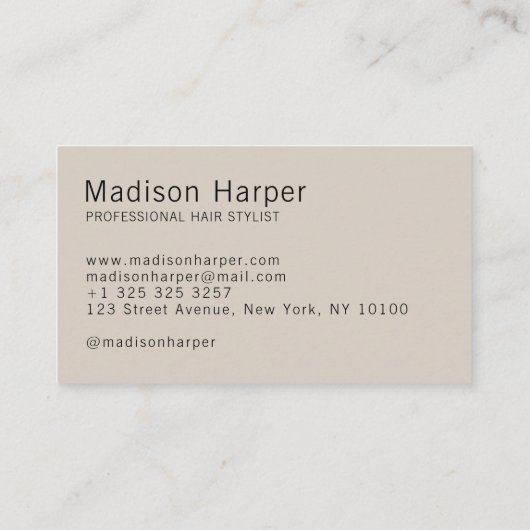 Haarstylist modern monogram initialen tan visitekaartje (Achterkant)
