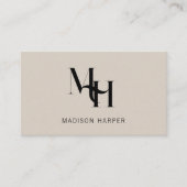 Haarstylist modern monogram initialen tan visitekaartje (Voorkant)