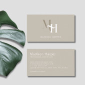 Haarstylist modern monogram initialen taupe visitekaartje