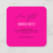 Haarstylist modern neon roze monogram initialen vierkante visitekaartje (Achterkant)