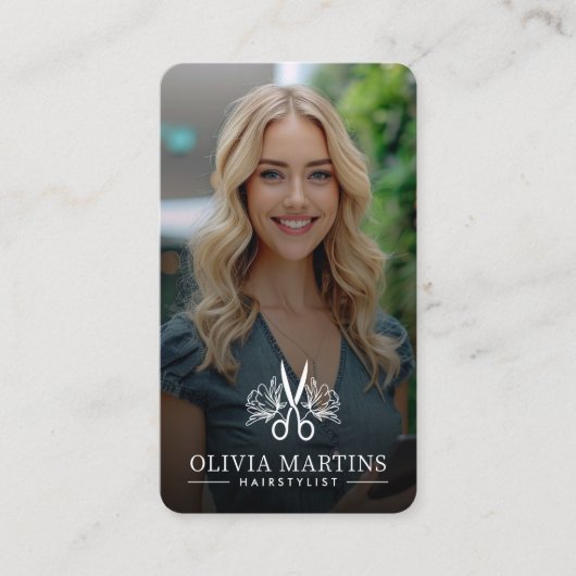 Haarstylist Modern Photo QR-code Visitekaartje (Voorkant)