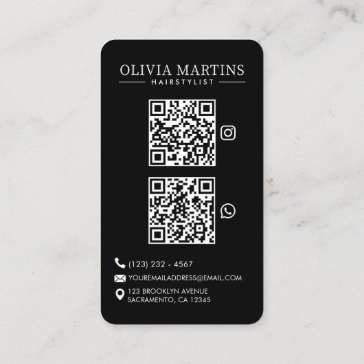 Haarstylist Modern Photo QR-code Visitekaartje (Achterkant)