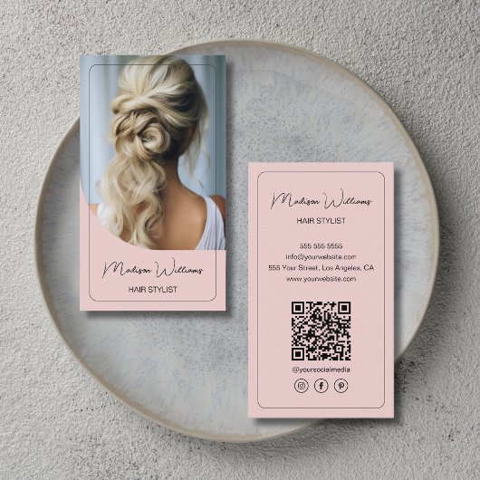 Haarstylist Modern Pink Visitekaartje