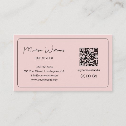 Haarstylist Modern Pink Visitekaartje (Achterkant)