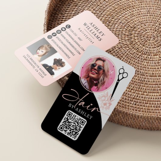 Haarstylist Modern QR-codefoto Visitekaartje