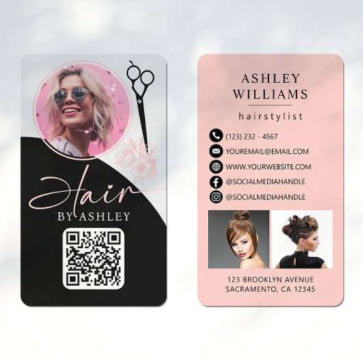 Haarstylist Modern QR-codefoto Visitekaartje