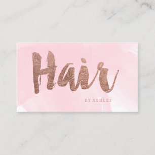 Haarstylist modern roos gouden typografie roze visitekaartje