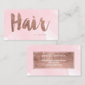 Haarstylist modern roos gouden typografie roze visitekaartje (Voorkant / Achterkant)