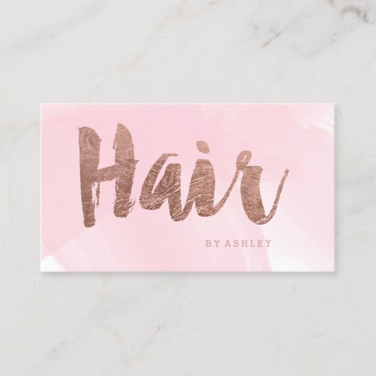 Haarstylist modern roos gouden typografie roze visitekaartje (Voorkant)