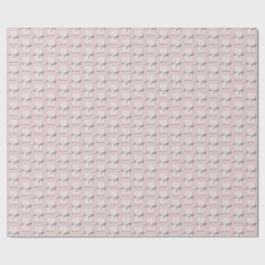 Haarstylist modern roze monogram initialen vierkan cadeaupapier (Vlak)