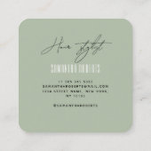 Haarstylist modern salie groen monogram initialen vierkante visitekaartje (Achterkant)