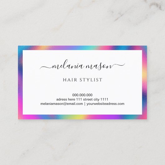 Haarstylist Modern Vibrant Kleurrijk Visitekaartje (Achterkant)