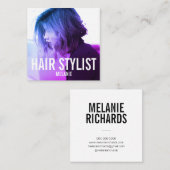 Haarstylist modern visitekaartje met fotovierkant (Voorkant / Achterkant)