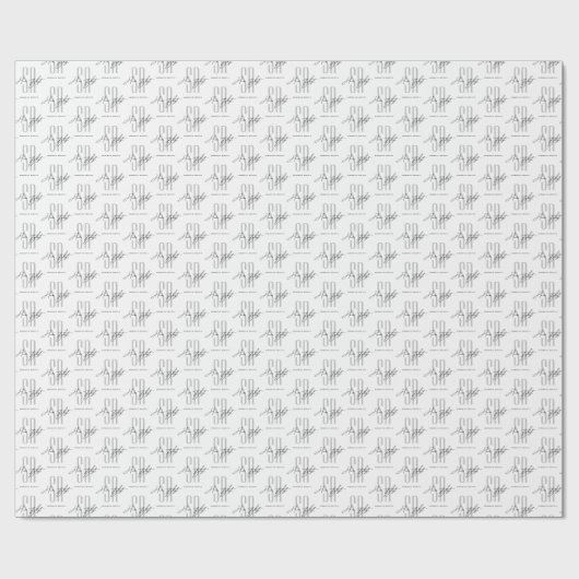 Haarstylist modern wit monogram initialen vierkant cadeaupapier (Vlak)